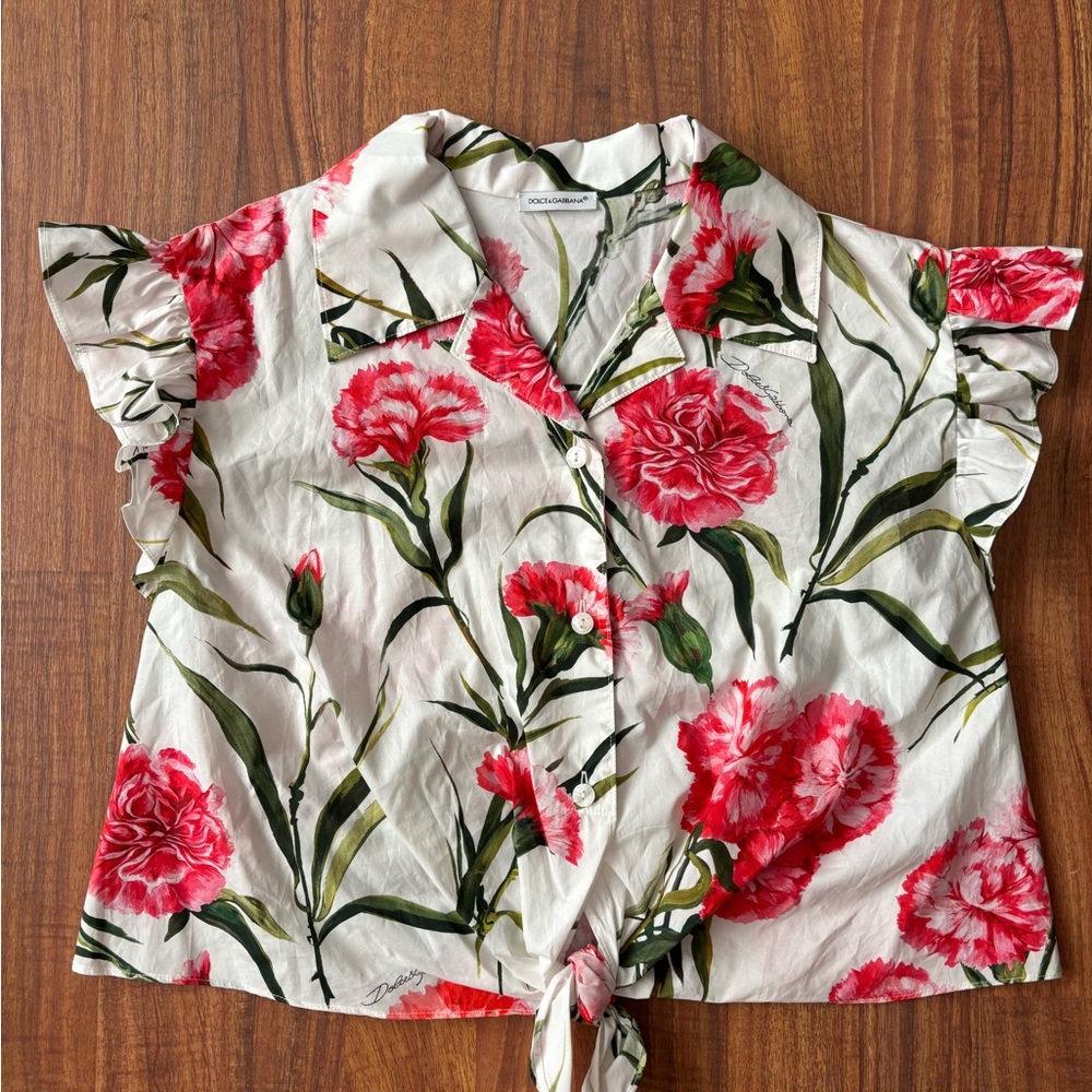 Dolce & Gabbana Floral Poppy Print Button-Up Top